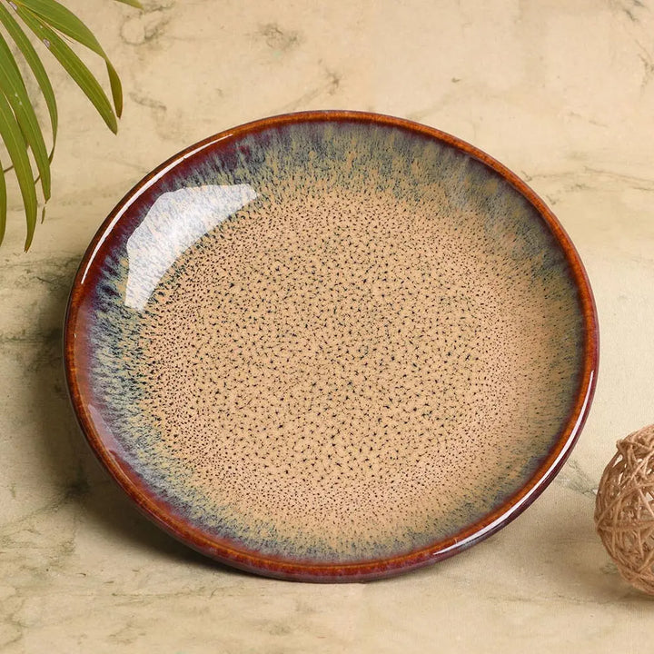 Handmade Ceramic Salad Plate Set | Handmade Ceramic Quarter Salad Plate Set - Brown