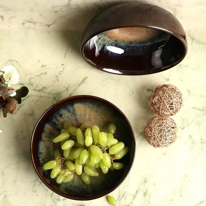 Handmade Ceramic Serving Bowl Set | Handmade Ceramic Serving Bowl Set - Brown