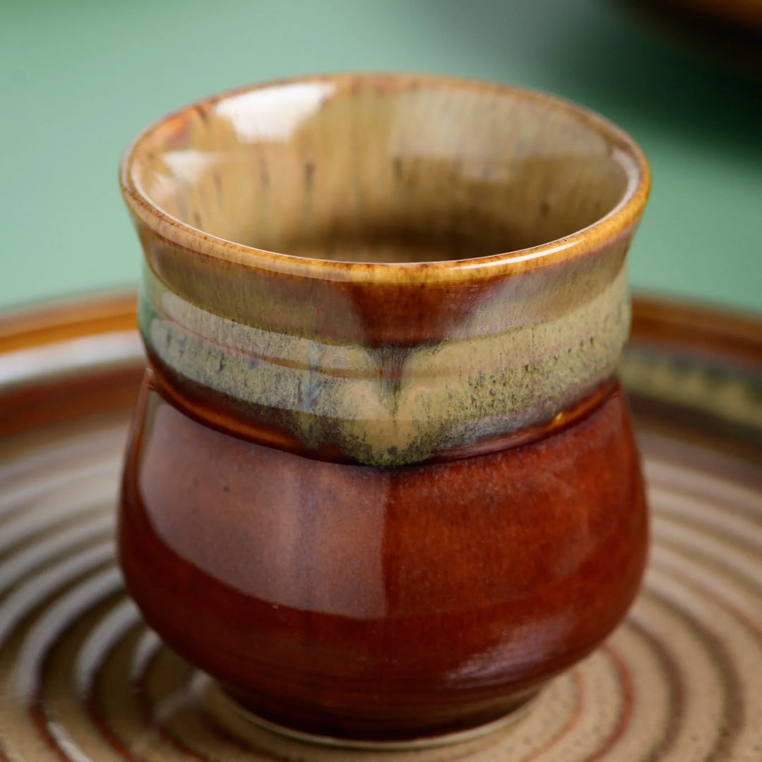 Ceramic Tea Cups Set of 6 - Handmade, Brown | Handmade Ceramic Tea Kulhad Set of 6 - Brown