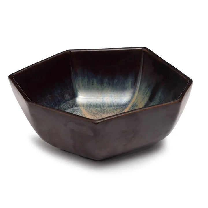 Ceramic Serving Bowl | Artistic Heptagon Ceramic Serving Bowl - Brown
