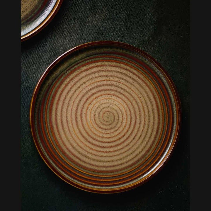 10.5 Handmade Ceramic Dinner Plate - Glossy Finish, Microwave & Dishwasher Safe | Handmade Raised Rim Ceramic Dinner Plate