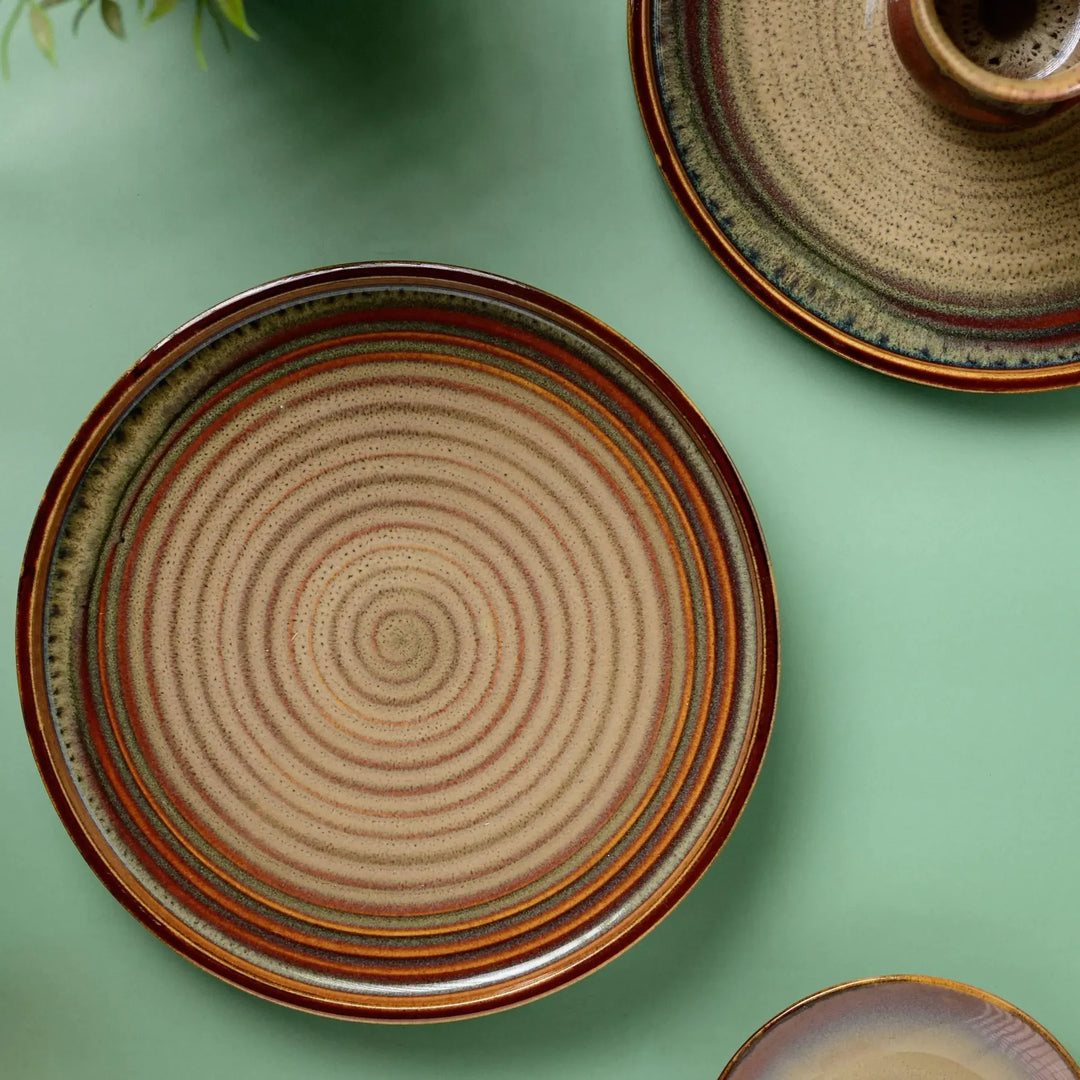 10.5 Handmade Ceramic Dinner Plate - Glossy Finish, Microwave & Dishwasher Safe | Handmade Raised Rim Ceramic Dinner Plate