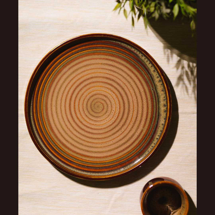 Ceramic Dinner Plate Set | Handmade Raised Rim Ceramic Dinner Plate Set of 6
