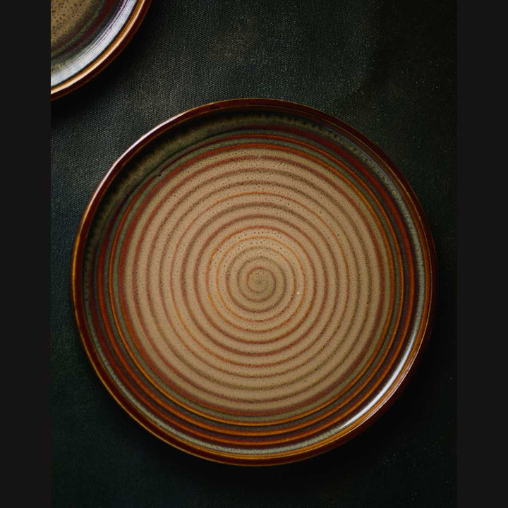 Ceramic Dinner Plate Set | Handmade Raised Rim Ceramic Dinner Plate Set of 6