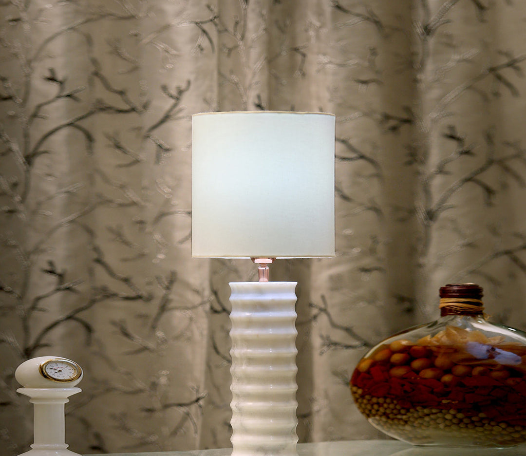 Marble Table Lamp with White Shade