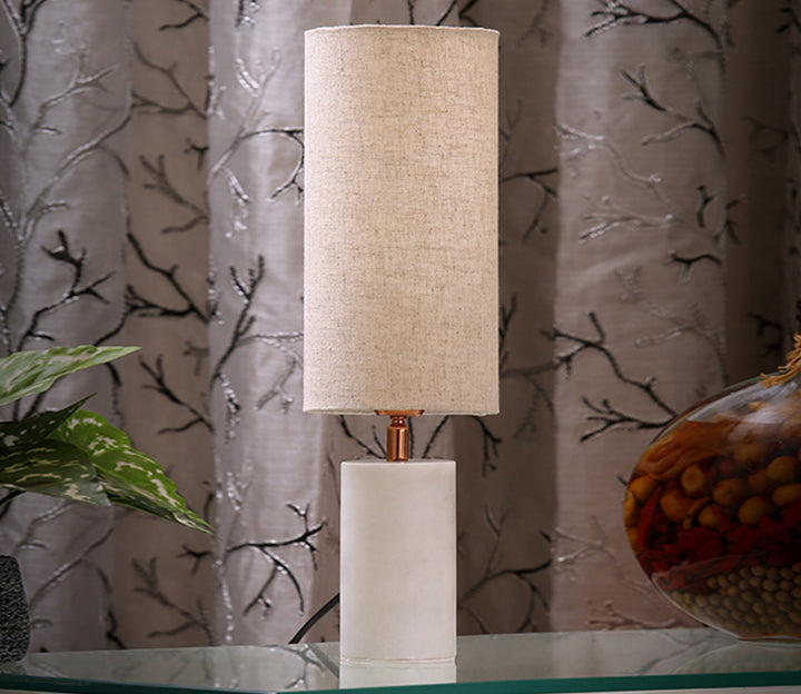 Minimalist Marble Table Lamp with Beige Shade