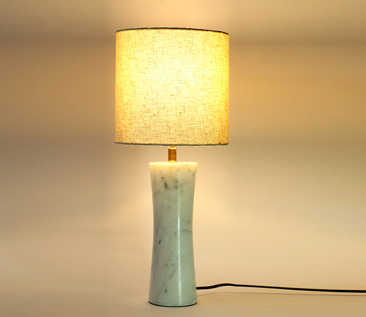 Marble Table Lamp with Brown & White Base