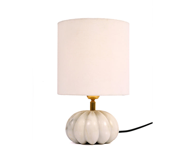 Pumpkin Marble Table Lamp with White Shade