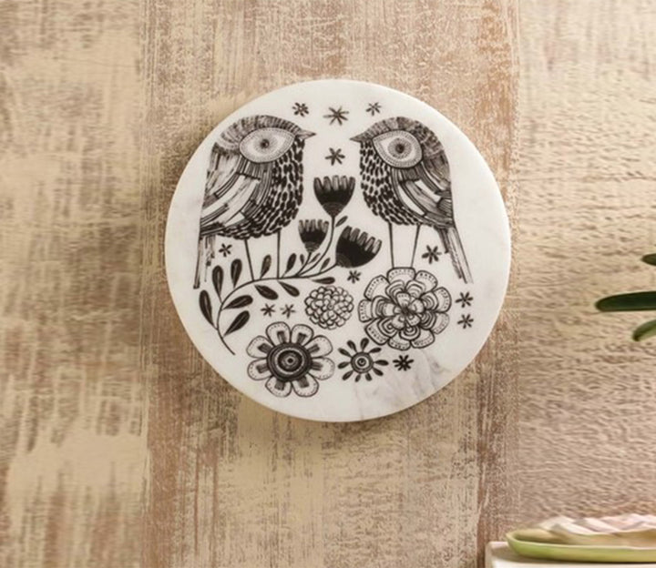White Owlicious Marble Decorative Wall Plate