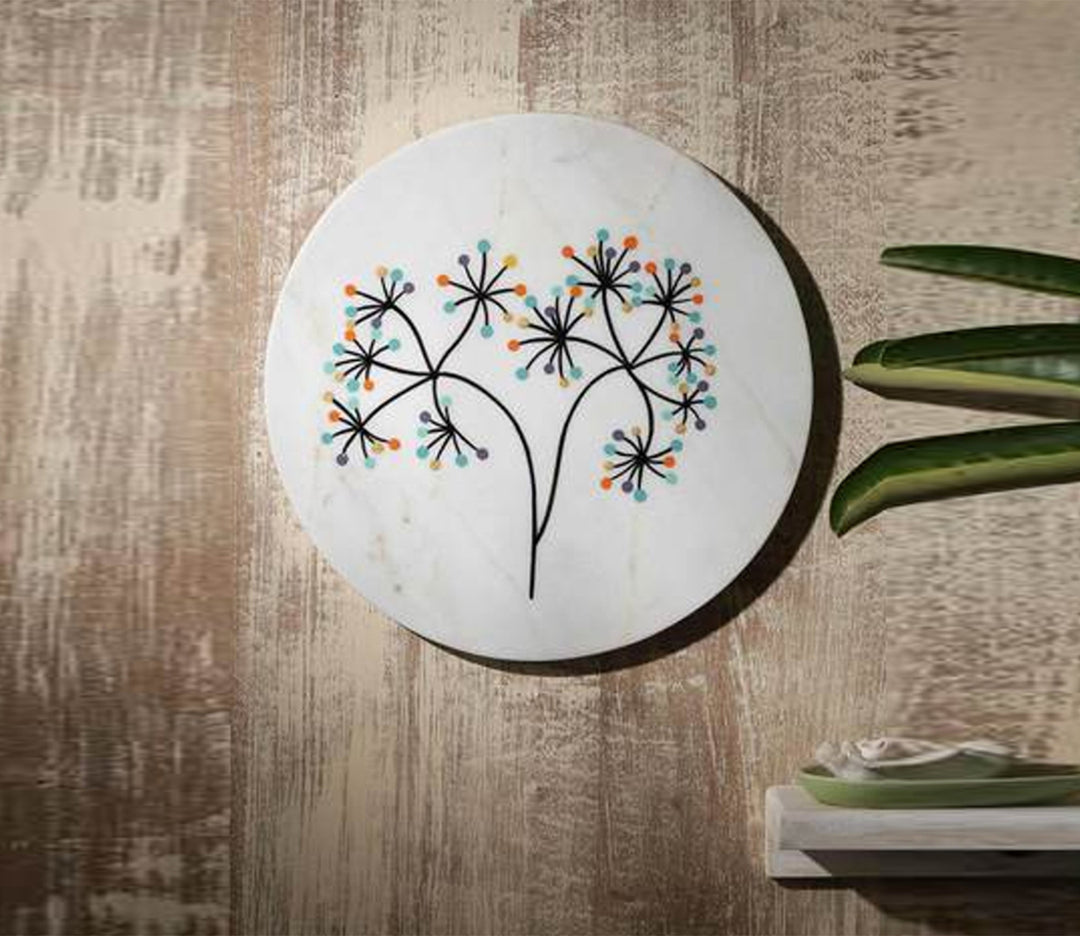 White Marble Tree of Life Decorative Wall Plate