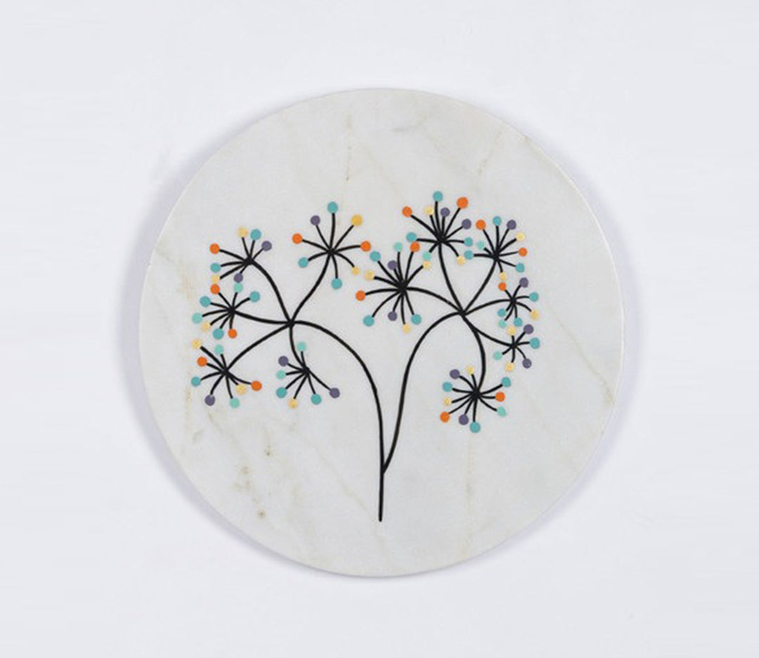 White Marble Tree of Life Decorative Wall Plate