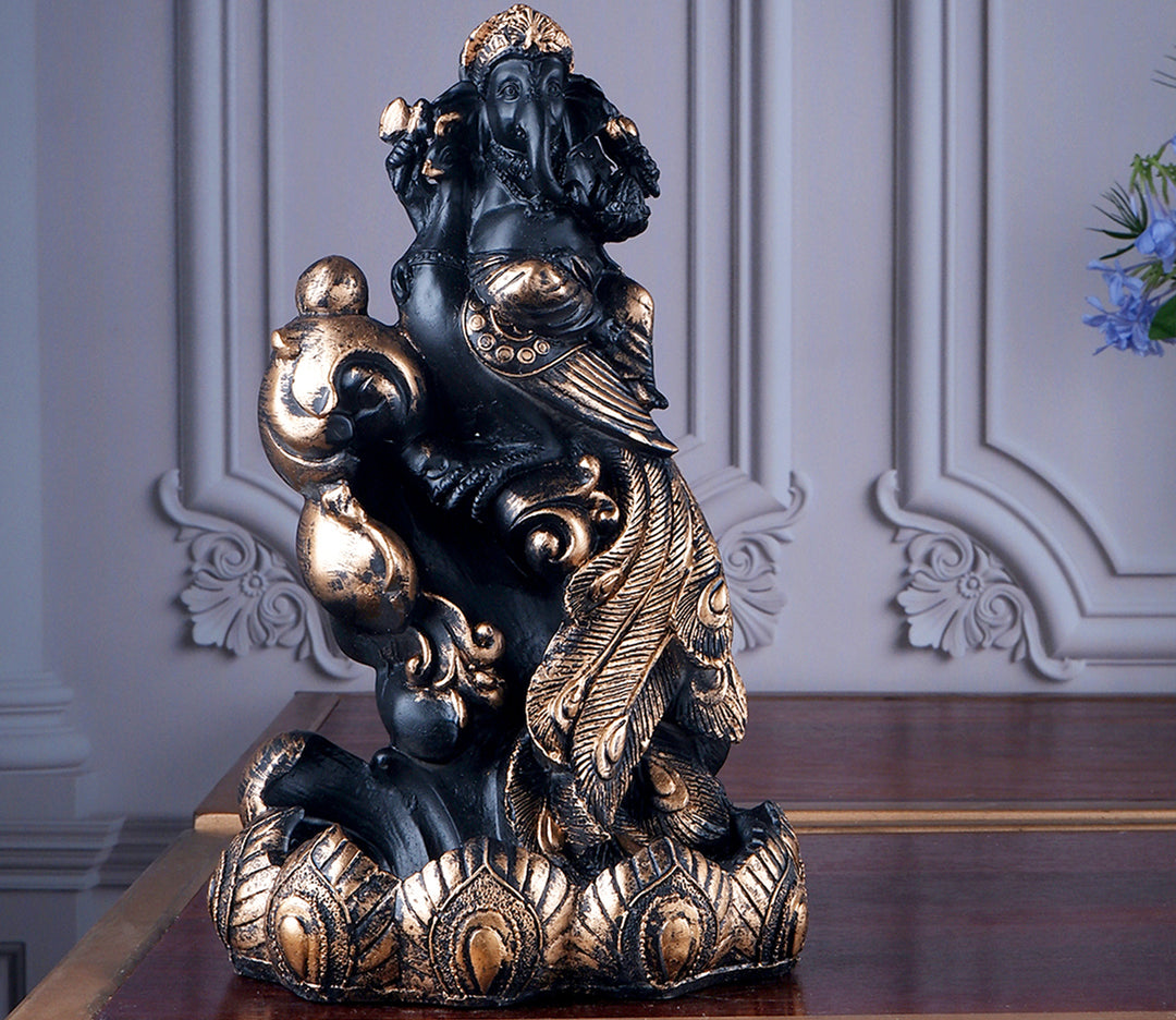Captivating Black Polyresin Ganesha Idol