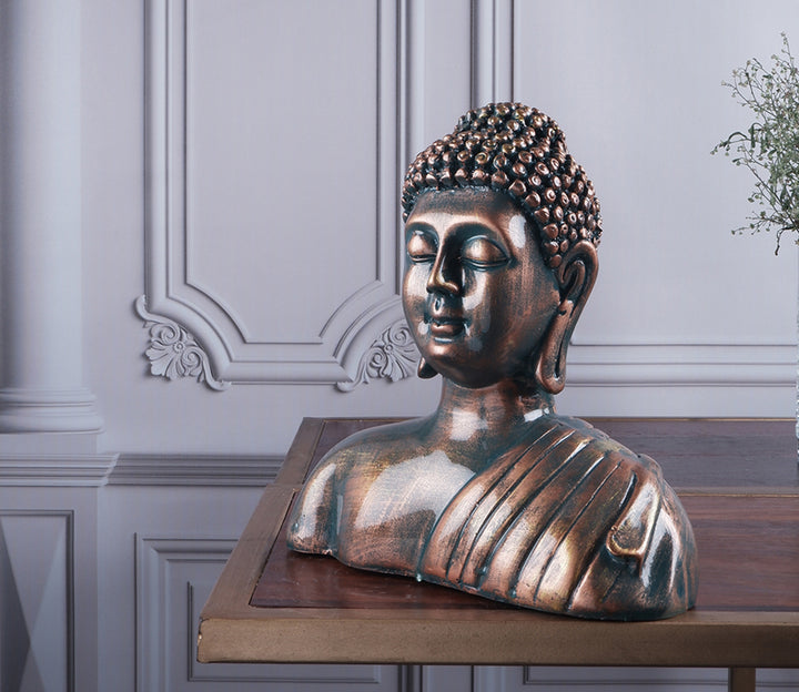 Serene Black Polyresin Sculpture with Antiqued Finish