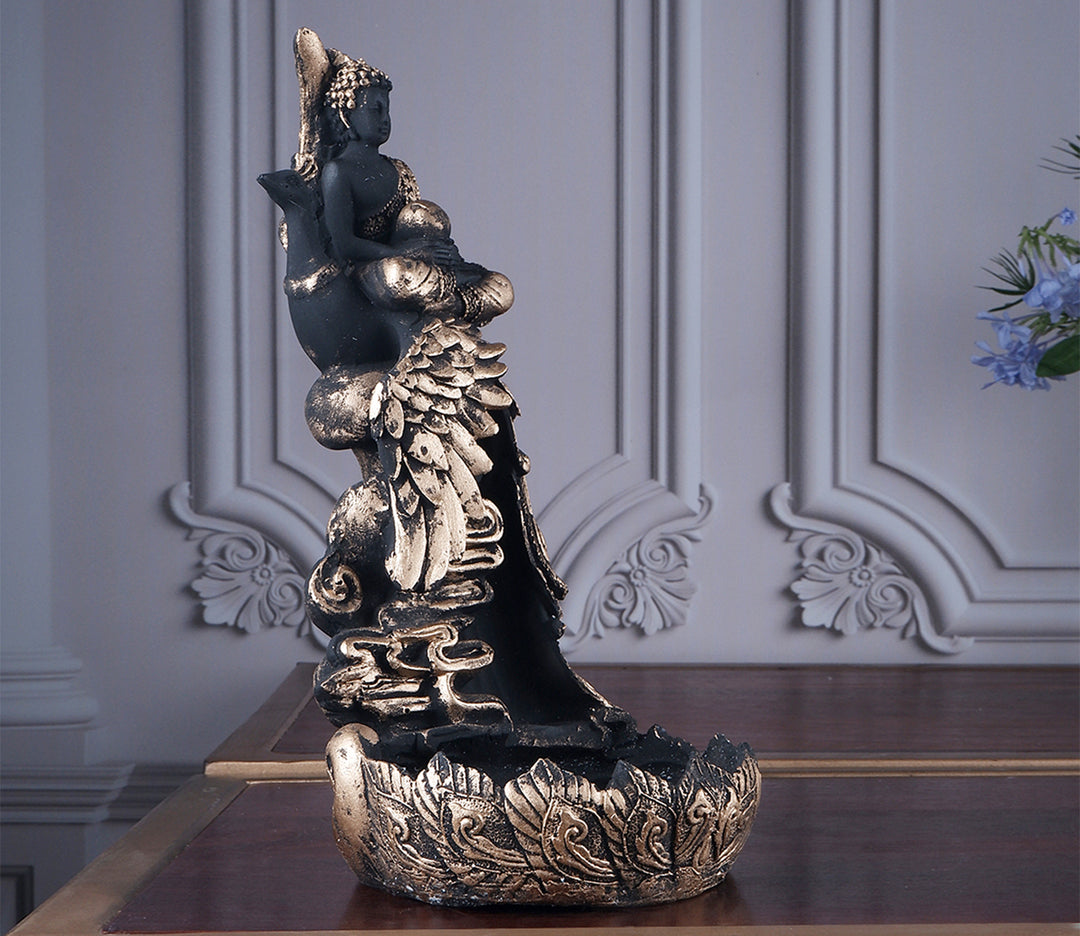 Captivating Black Polyresin Buddha Figurine