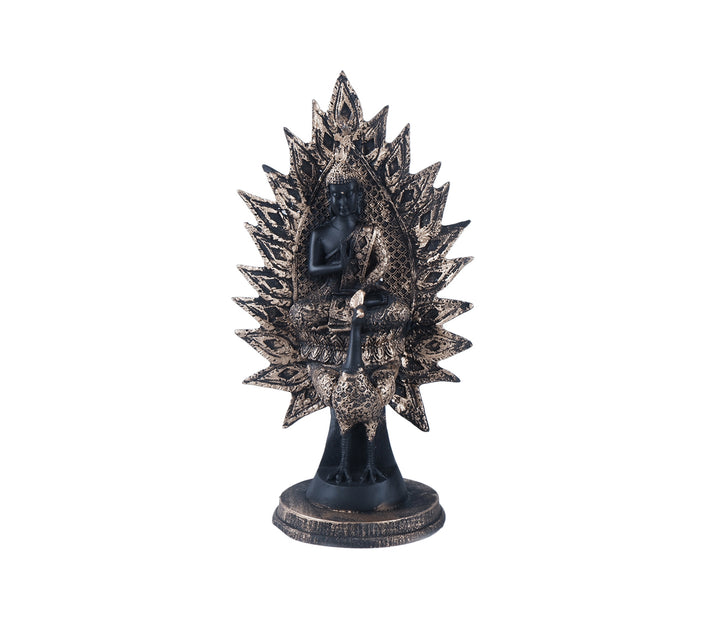 Elegant Black Polyresin Buddha Figurine