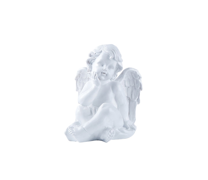 Intricate White Polyresin Figurine | White Cupid Polyresin Figurine
