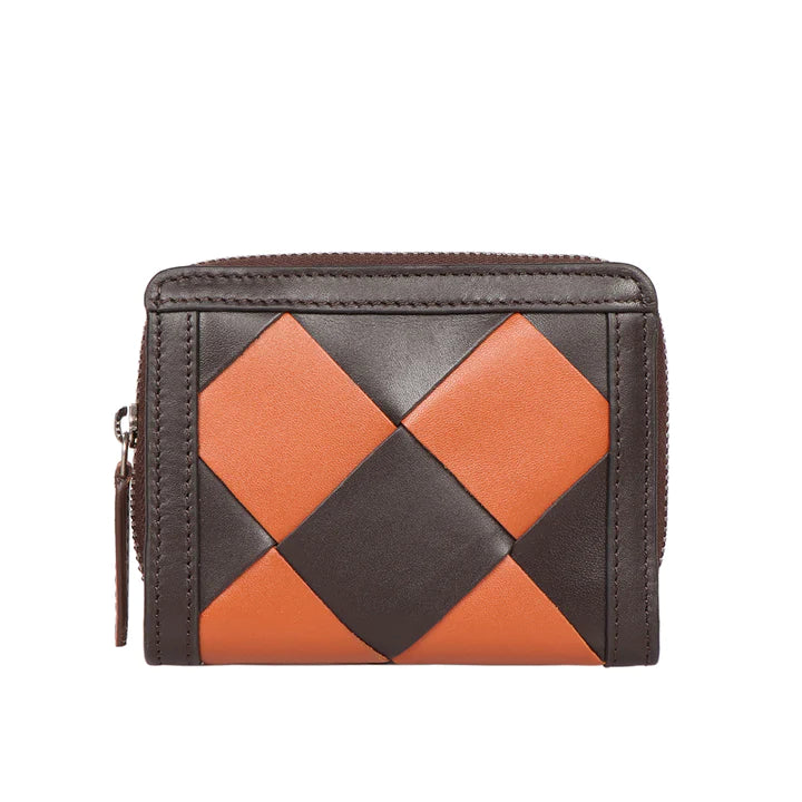 Checkerboard Leather Bi-Fold Wallet | Chic Checkerboard Bi-Fold Wallet