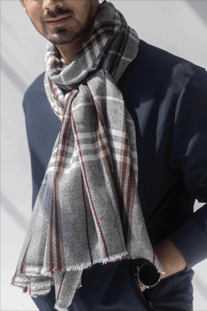 Soft Cashmere Gray Stole: Luxurious Handwoven Wrap | Orphic Handwoven Soft Cashmere Stole - Gray