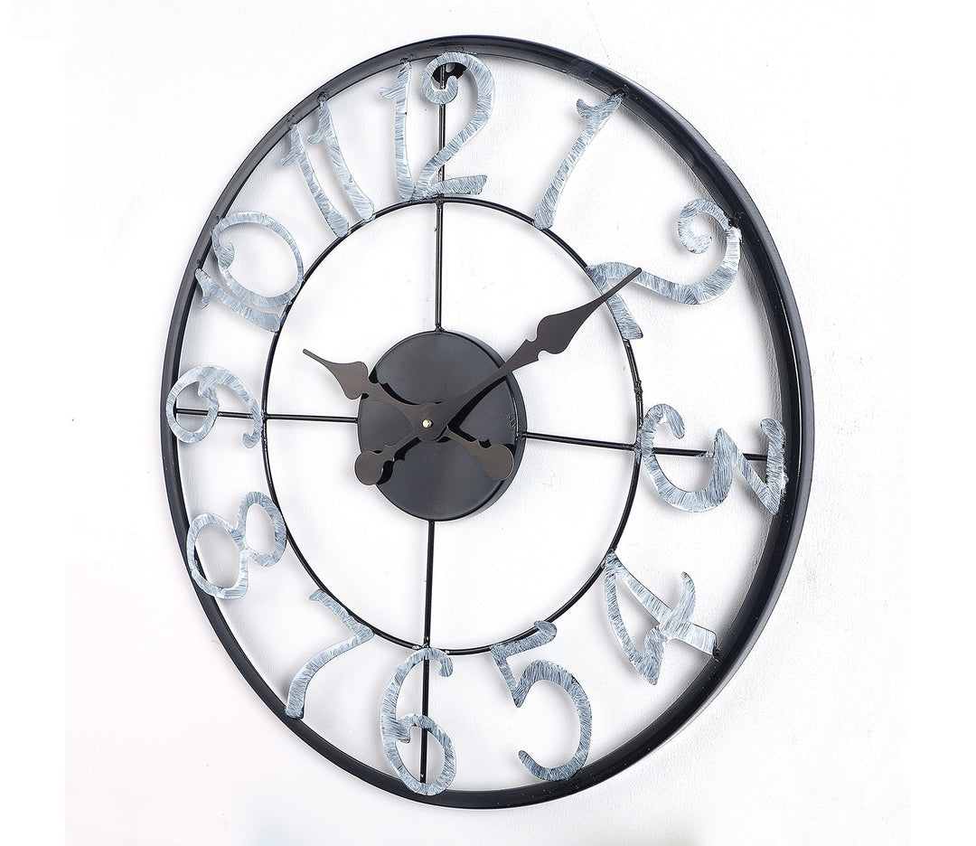 Black and Silver Numeric Wall Clock