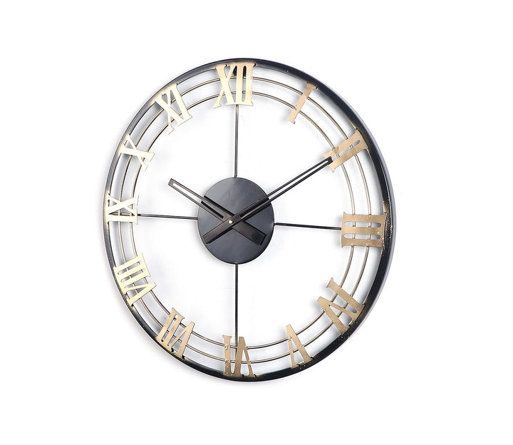 Black and Gold Roman Numeral Wall Clock