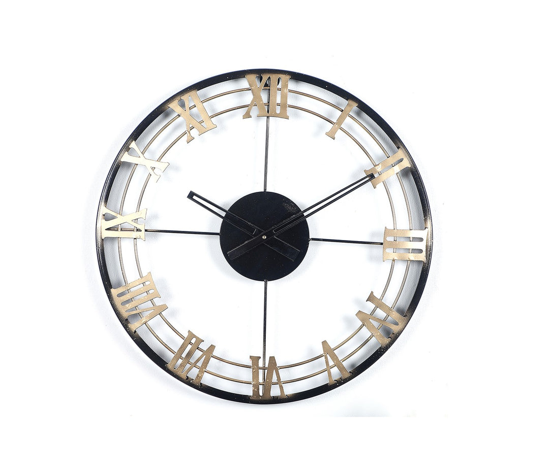 Black and Gold Roman Numeral Wall Clock