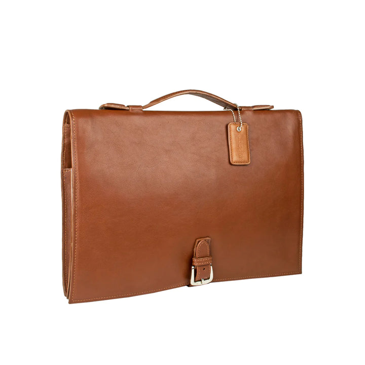 Tan Briefcase | Sophisticated Slim Portfolio Briefcase