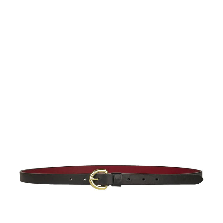Women's Black/Red Ranch Belt, Casual Solid Pattern | Women's Natural Grain Leather Belt