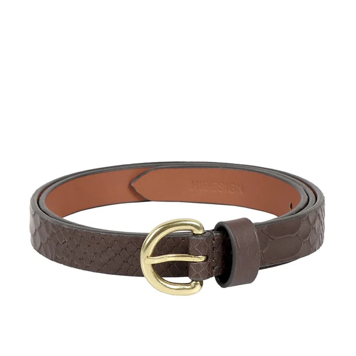 Women's Brown/Tan Snake/Ran Belt, Vegetable-Tanned Leather | Women's Natural Brown Leather Belt
