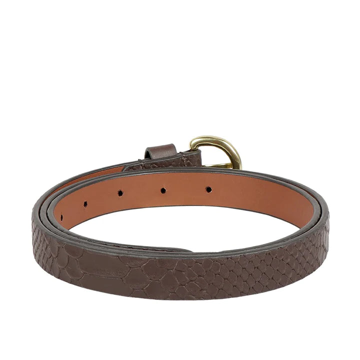 Women's Brown/Tan Snake/Ran Belt, Vegetable-Tanned Leather | Women's Natural Brown Leather Belt