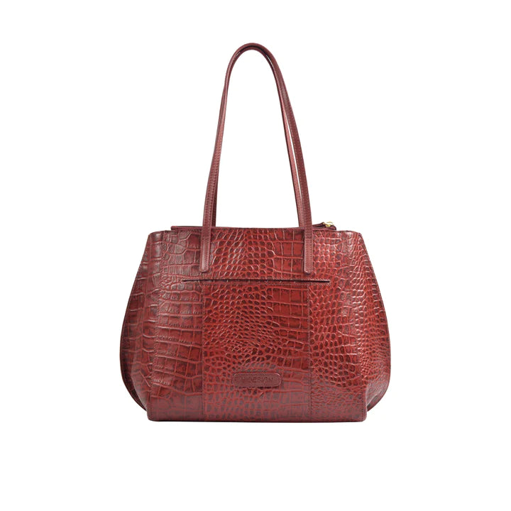Red Leather Tote Bag | Stylish Red Cro Mel Ran Tote Bag
