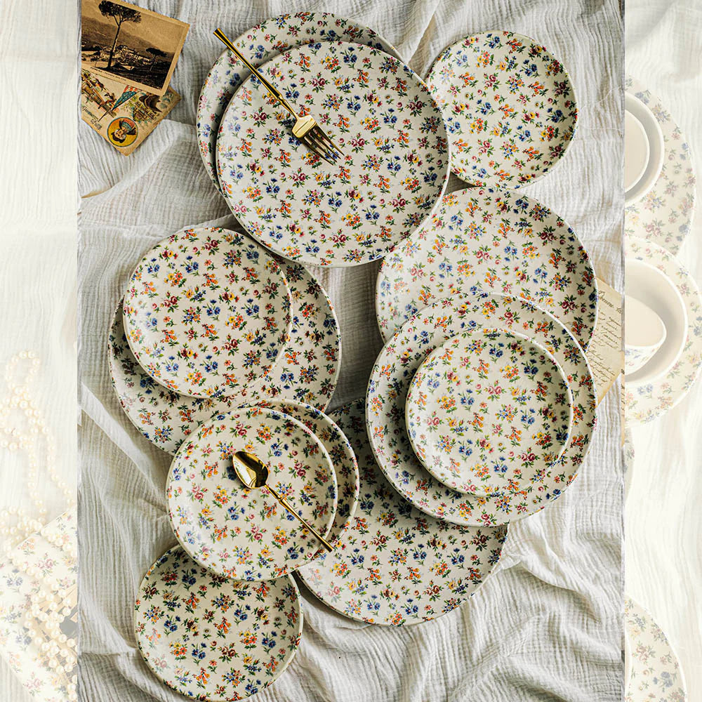 Set of 2 Floral Ceramic Quarter Plates | Floral Ceramic Quarter Plate