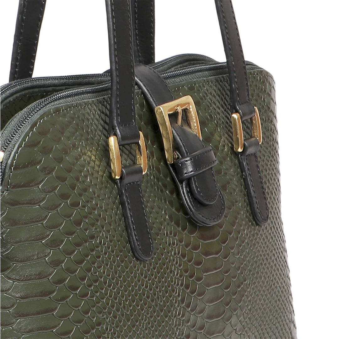 Green Leather Tote Bag | Effortless Snake Tote