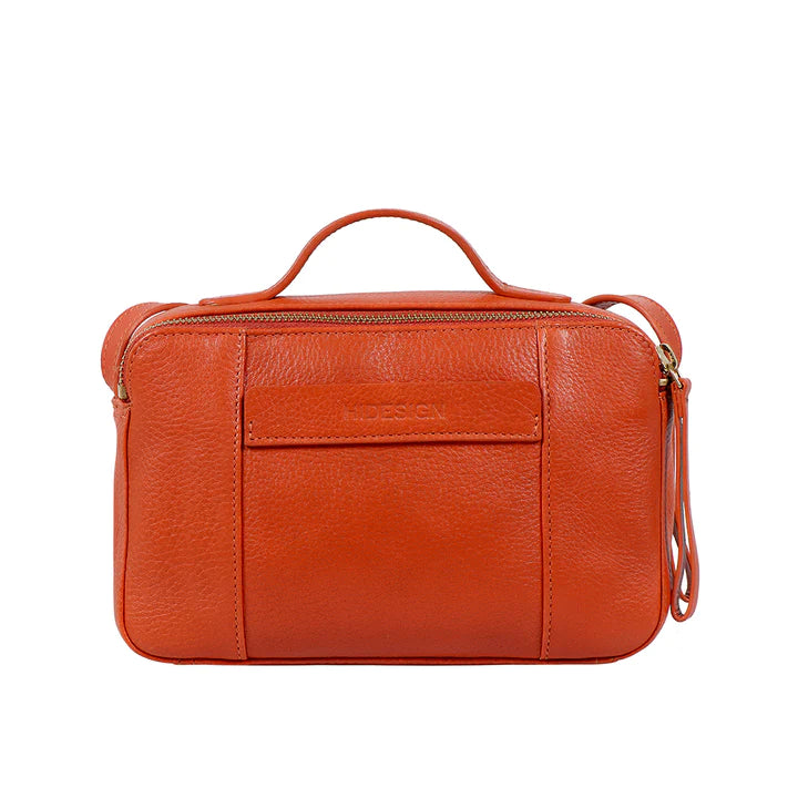 Orange Leather Sling Bag | Aspen Everyday Sling Bag
