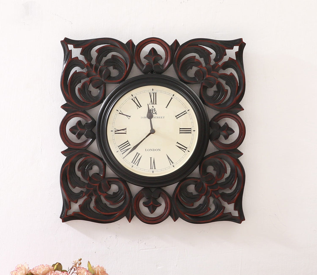 Hand-Carved Wooden Wall Clock