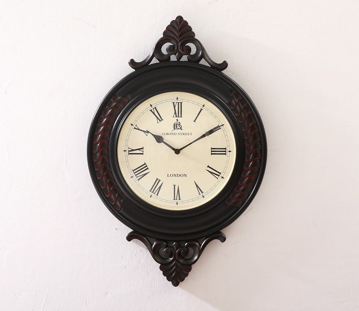 Flint Hand Carved Analog Wooden Wall Clock