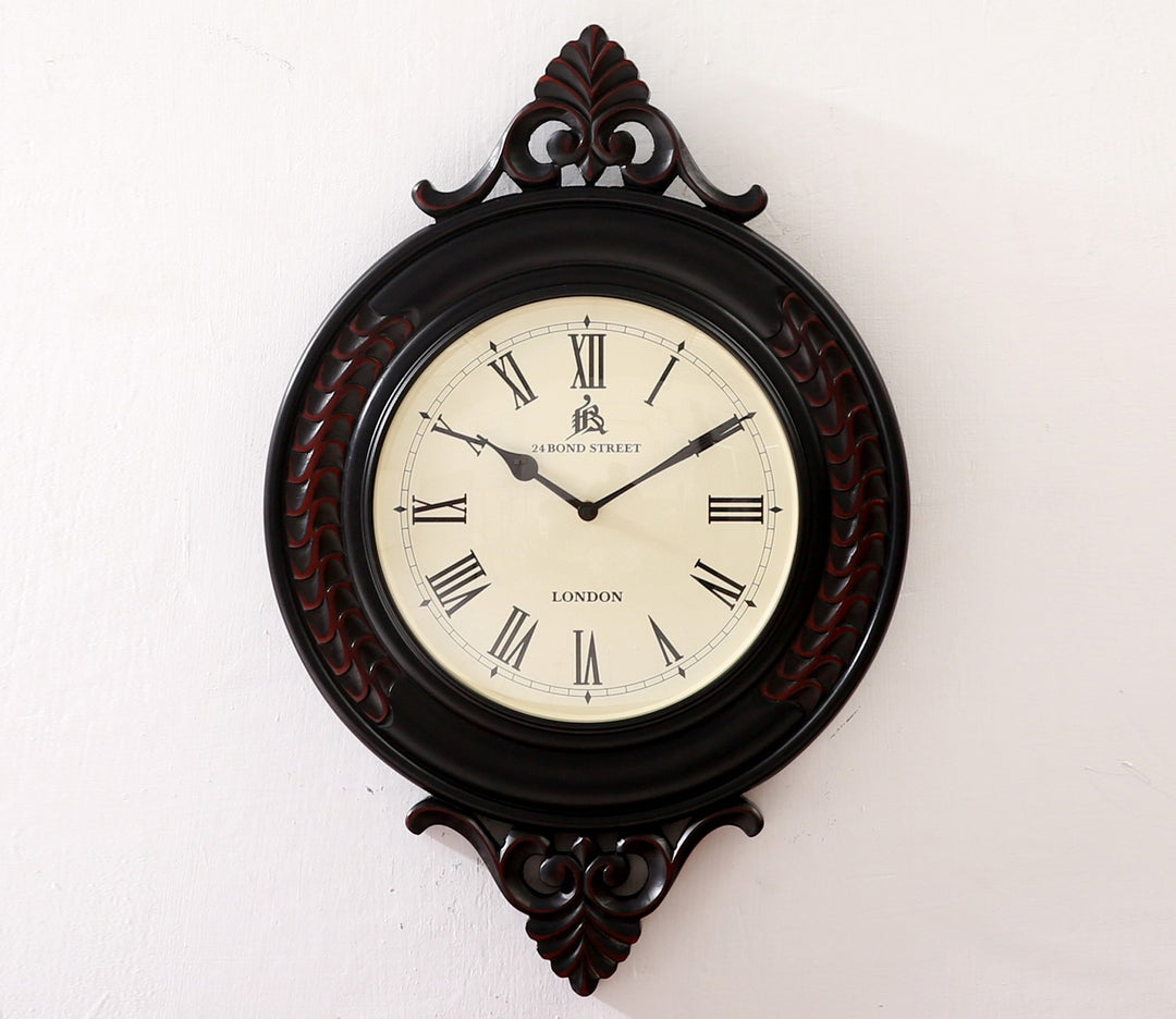 Flint Hand Carved Analog Wooden Wall Clock