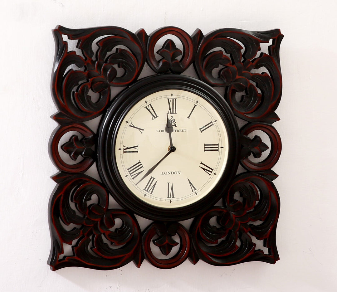 Hand-Carved Wooden Wall Clock