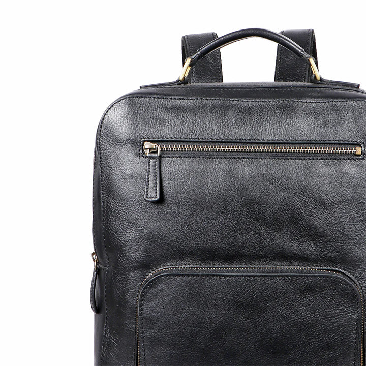 Handcrafted Black Leather Backpack, 2 Compartments | Artisanal Inspiration Backpack