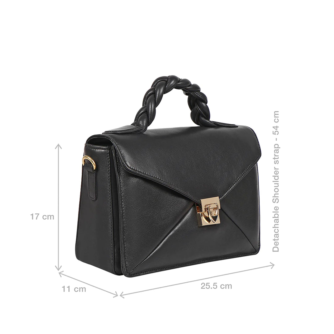 Black Leather Sling Bag | Vibrant Black Lamb Leather Sling Bag