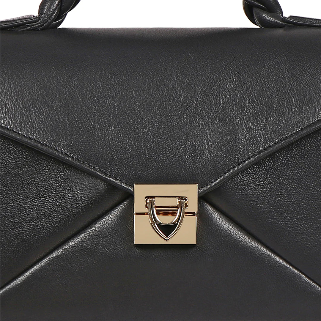 Black Leather Sling Bag | Vibrant Black Lamb Leather Sling Bag