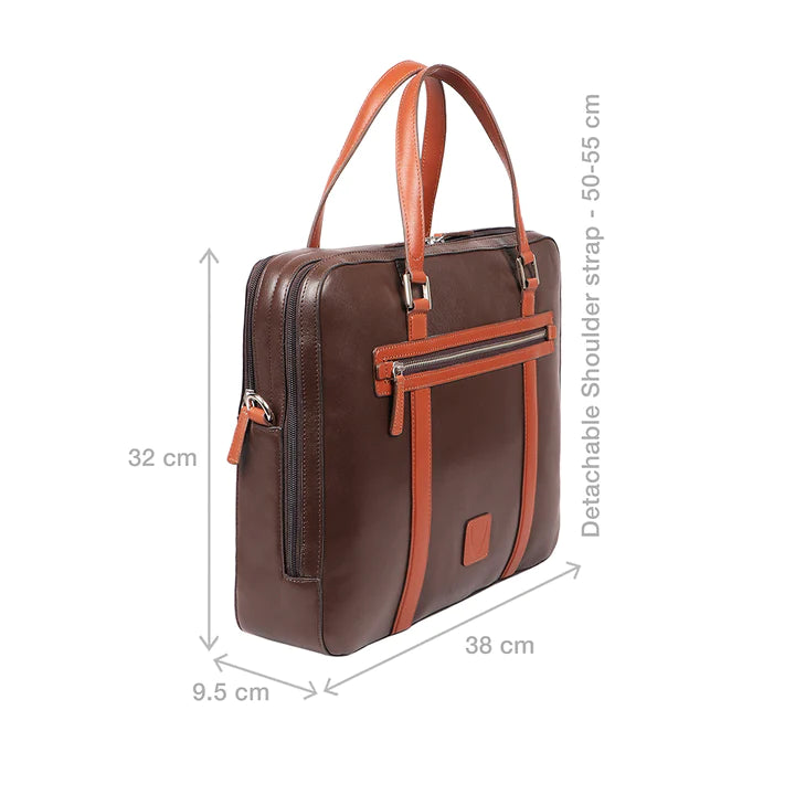 Brown Leather Briefcase, Detachable Strap | Men's Leather Briefcase