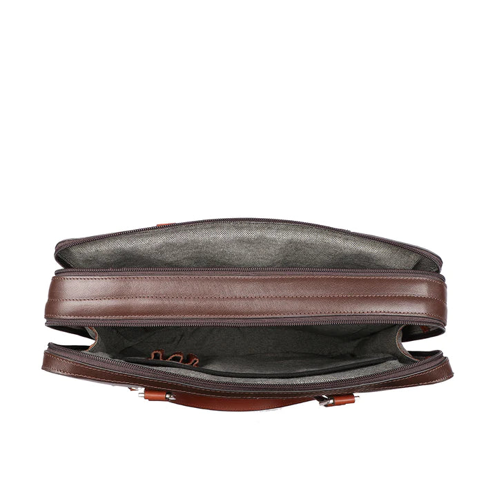 Brown Leather Briefcase, Detachable Strap | Men's Leather Briefcase