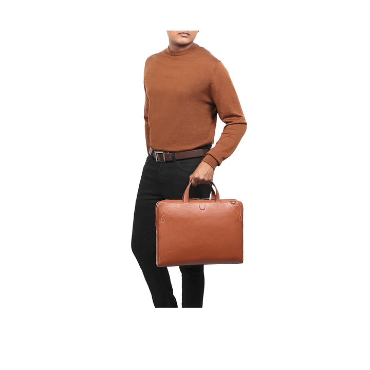 Classic Tan Leather Briefcase, Solid Brass Fittings | Executive Class Briefcase