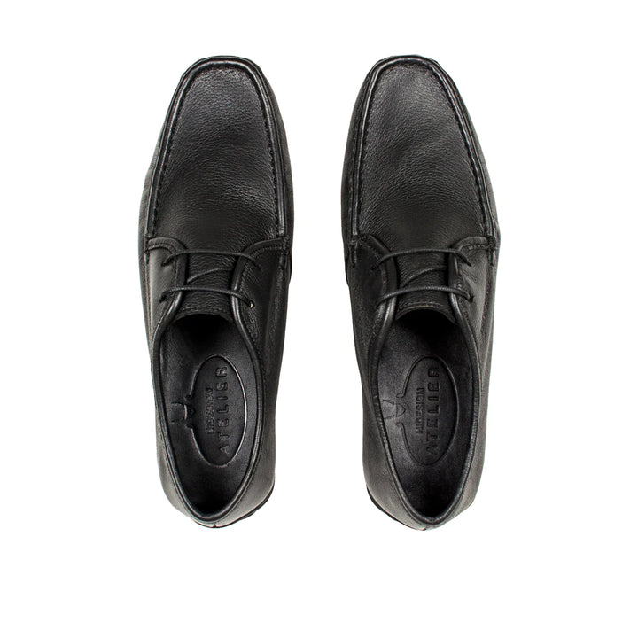 Men's Black Leather Derby Shoes | Black Gen Deer G Suede Men's Derby Shoes