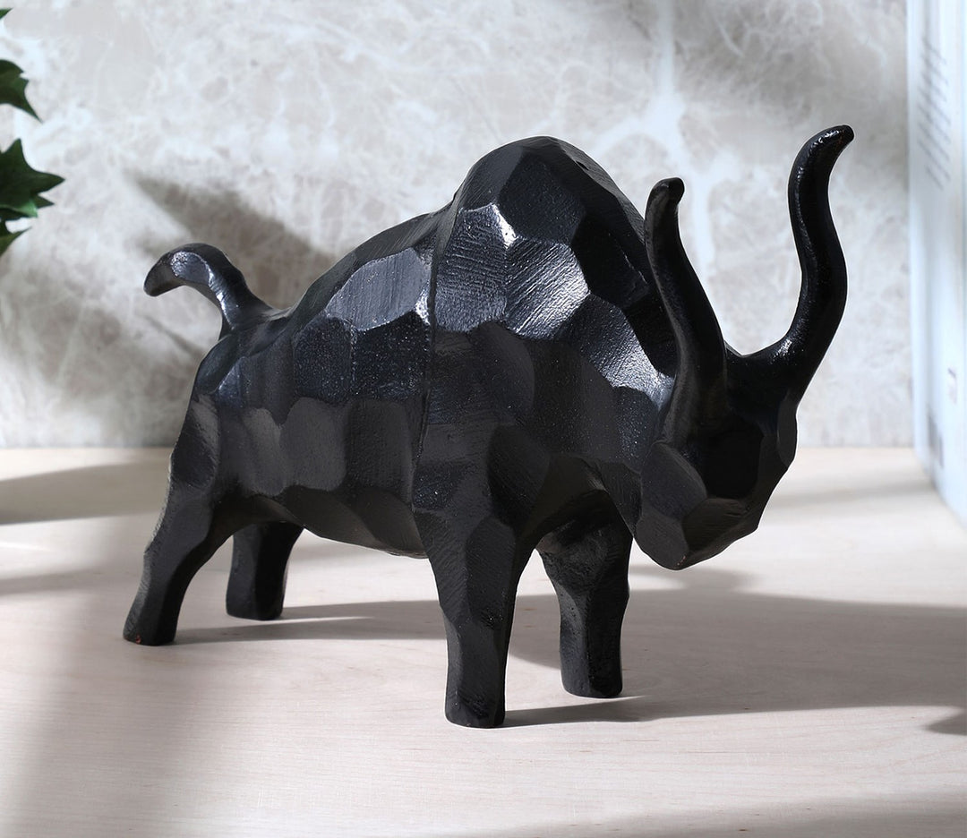 Black Antique Aluminium Bull Sculpture | Black Colour Antique Aluminium Bull Sclupture