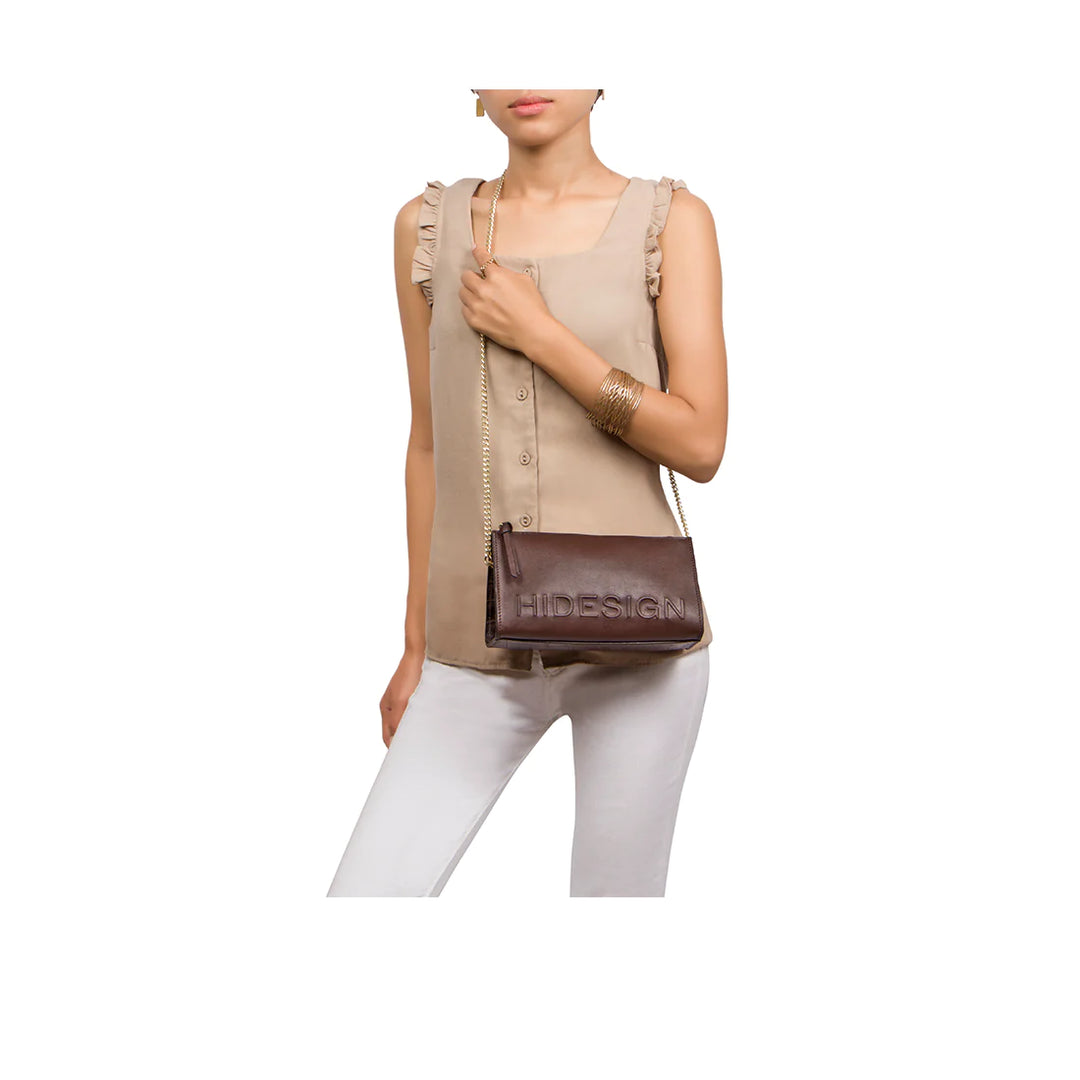 Brown Leather Party Sling Bag | Glamorous Brown Croco Leather Party Sling Bag