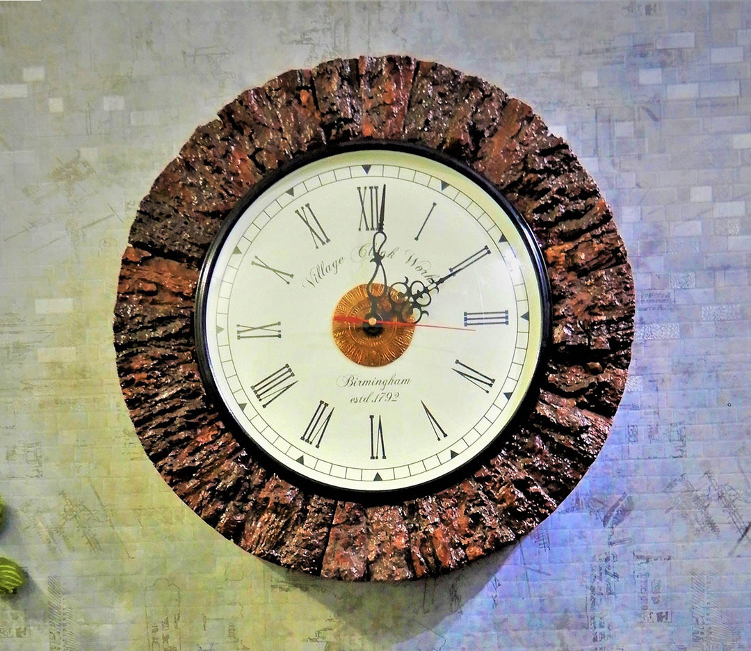 Brown Tree Bark Texture Round Wall Clock