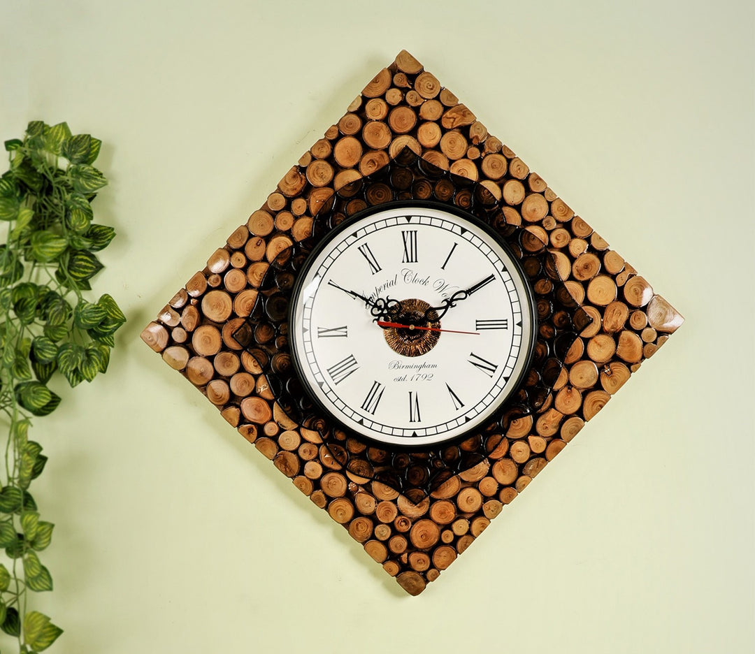 Brown Double Shade Diamond Wall Clock