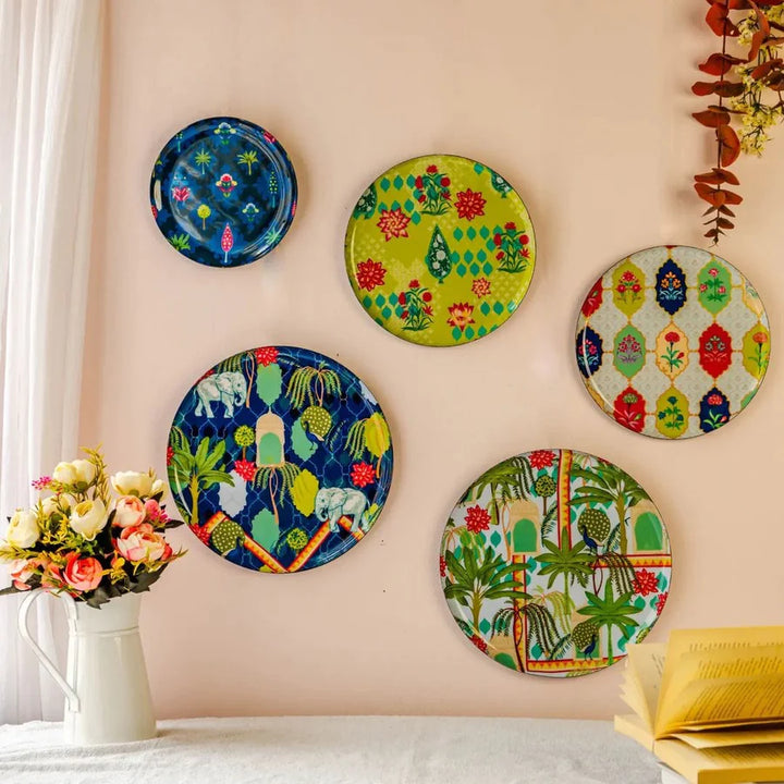 5 Haveli Wall Plates - Metal, Rustproof Designs | Haveli Wall Plates Set of 5