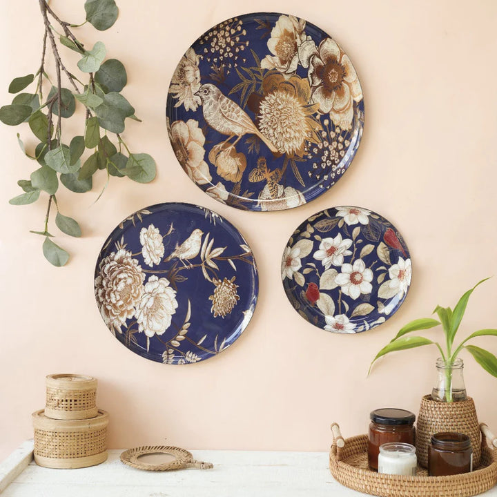 Oriental Blooms Wall Plate Set | Oriental Blooms Wall Plates Set of 3